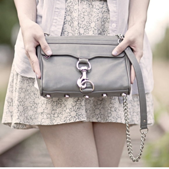 Rebecca Minkoff Handbags - Rebecca Minkoff Metallic Silver Leather Mini MAC Crossbody Bag Studded Bottom